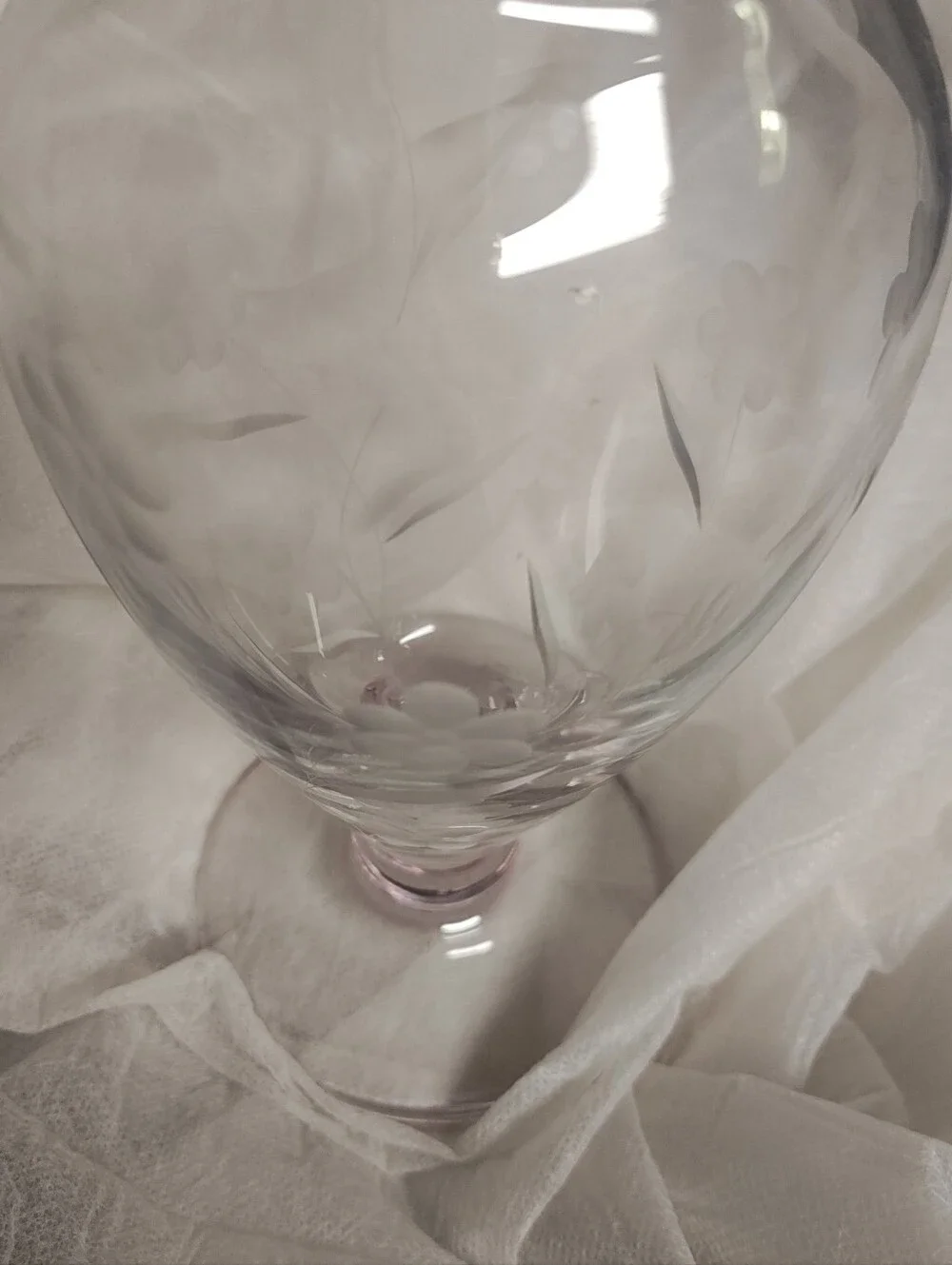 Glass Etched Floral Vase - Clear
